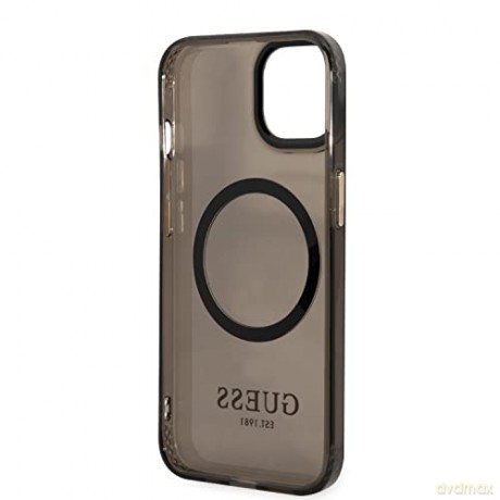 Etui Guess Gold Outline Translucent MagSafe na iPhone 13 - czarne