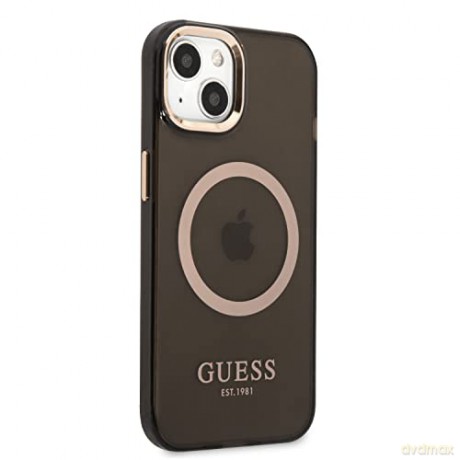 Etui Guess Gold Outline Translucent MagSafe na iPhone 13 - czarne