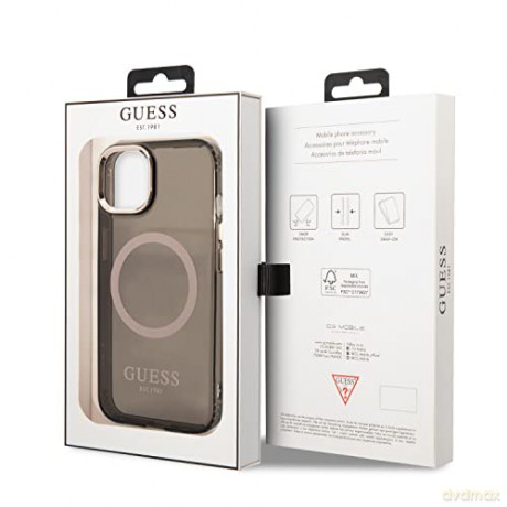 Etui Guess Gold Outline Translucent MagSafe na iPhone 13 - czarne