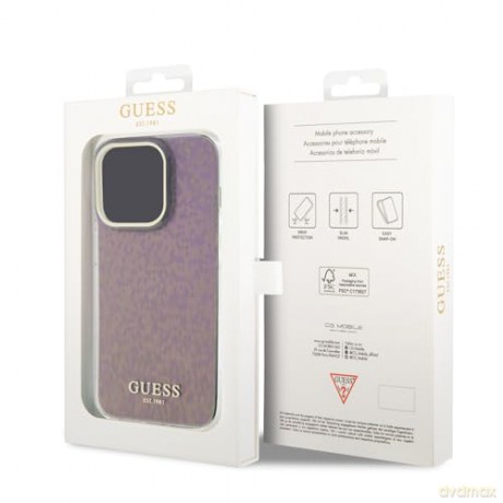 Etui Guess IML Faceted Mirror Disco Iridescent do iPhone 15 Pro Max - różowe