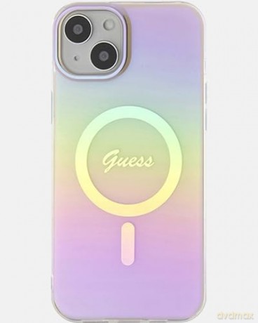 Etui Guess IML Iridescent MagSafe do iPhone 15 - różowe