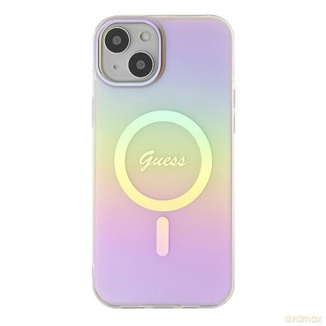 Etui Guess IML Iridescent MagSafe do iPhone 15 Plus - różowe