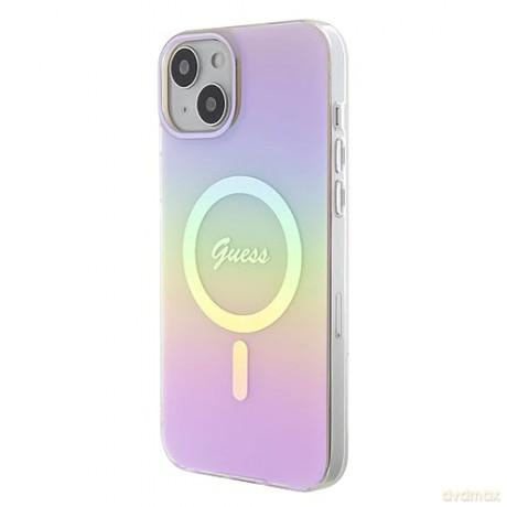 Etui Guess IML Iridescent MagSafe do iPhone 15 Plus - różowe
