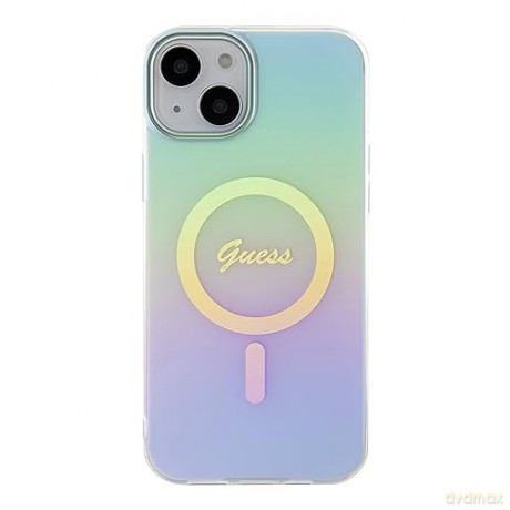 Etui Guess IML Iridescent MagSafe do iPhone 15 Plus - turkusowe