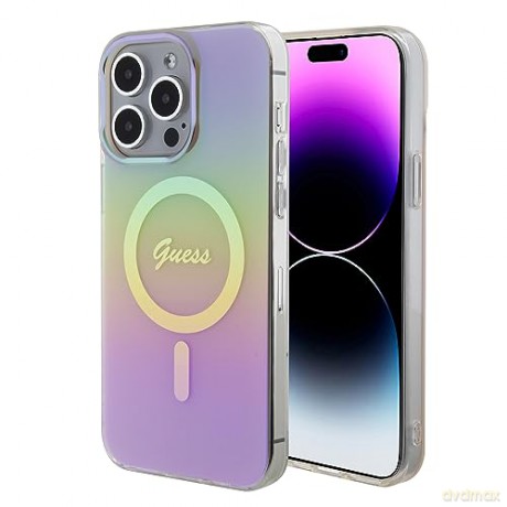 Etui Guess IML Iridescent MagSafe do iPhone 15 Pro Max - różowe