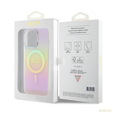Etui Guess IML Iridescent MagSafe do iPhone 15 Pro Max - różowe