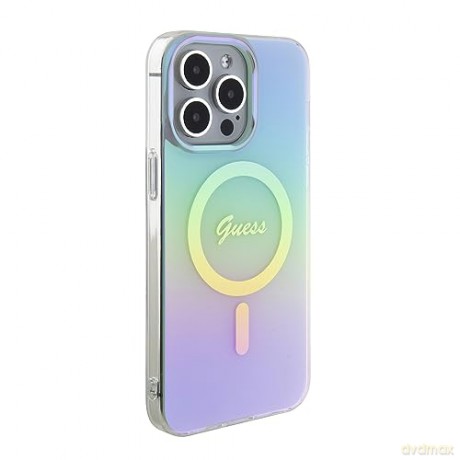 Etui Guess IML Iridescent MagSafe do iPhone 15 Pro Max - turkusowe