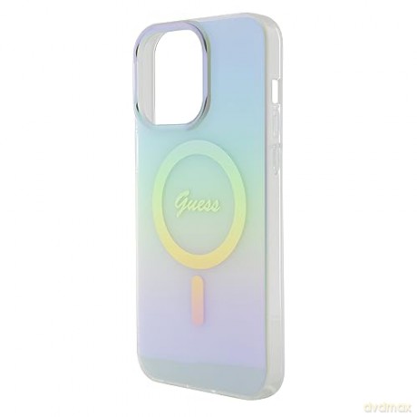 Etui Guess IML Iridescent MagSafe do iPhone 15 Pro Max - turkusowe