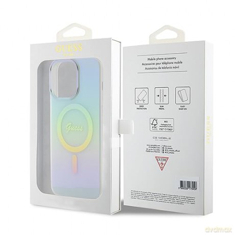 Etui Guess IML Iridescent MagSafe do iPhone 15 Pro Max - turkusowe