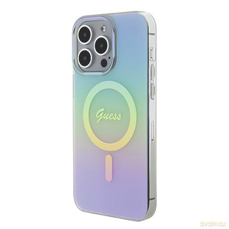 Etui Guess IML Iridescent MagSafe do iPhone 15 Pro Max - turkusowe