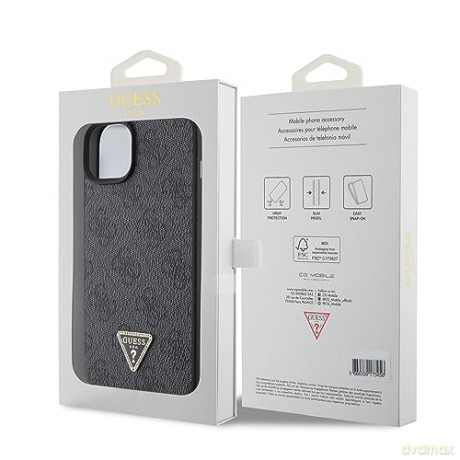 Etui Guess Leather 4G Diamond Triangle do iPhone 15 - czarne