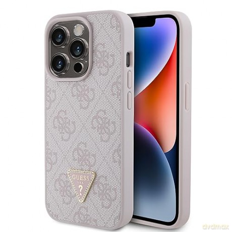 Etui Guess Leather 4G Diamond Triangle do iPhone 15 Pro Max - różowe