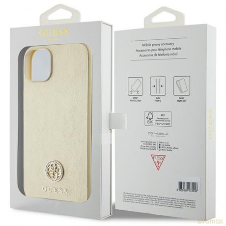 Etui Guess Leather 4G Metal Logo Strass do iPhone 15 - złote
