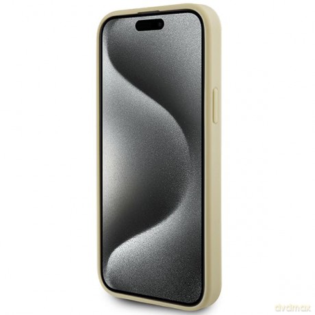 Etui Guess Leather 4G Metal Logo Strass do iPhone 15 - złote