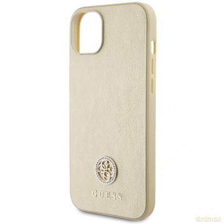 Etui Guess Leather 4G Metal Logo Strass do iPhone 15 - złote