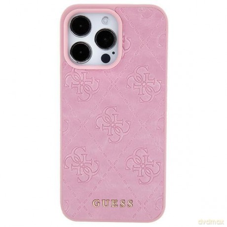 Etui Guess Leather 4G Stamped do iPhone 15 - różowe