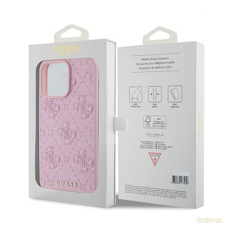 Etui Guess Leather 4G Stamped do iPhone 15 Pro Max - różowe