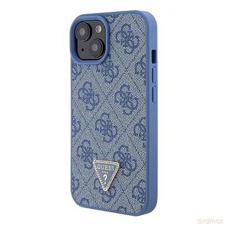 Etui Guess Leather 4G Triangle Strass do iPhone 15 - niebieskie