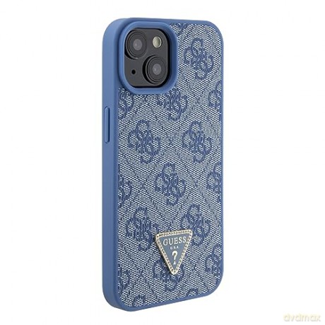 Etui Guess Leather 4G Triangle Strass do iPhone 15 - niebieskie