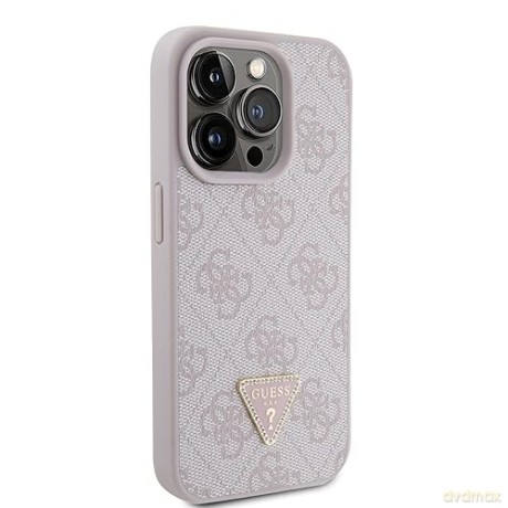 Etui Guess Leather 4G Triangle Strass do iPhone 15 Pro - różowe