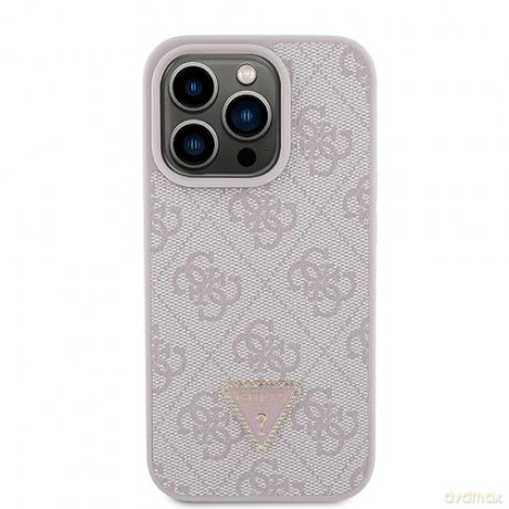Etui Guess Leather 4G Triangle Strass do iPhone 15 Pro - różowe