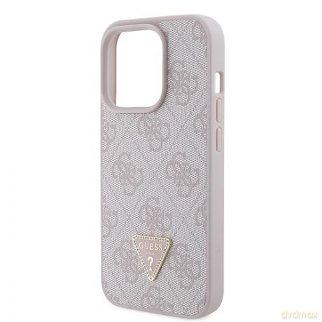 Etui Guess Leather 4G Triangle Strass do iPhone 15 Pro - różowe