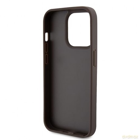 Etui Guess Leather 4G Triangle Strass do iPhone 15 Pro Max - brązowe