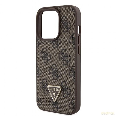 Etui Guess Leather 4G Triangle Strass do iPhone 15 Pro Max - brązowe
