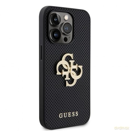 Etui Guess Leather Perforated 4G Glitter Logo do iPhone 15 Pro - czarne