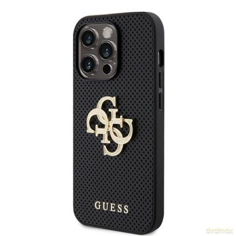 Etui Guess Leather Perforated 4G Glitter Logo do iPhone 15 Pro - czarne
