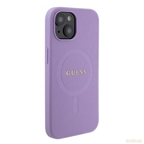 Etui Guess Saffiano MagSafe do iPhone 15 Plus - fioletowe