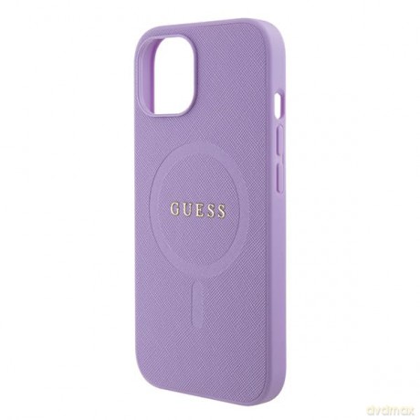 Etui Guess Saffiano MagSafe do iPhone 15 Plus - fioletowe