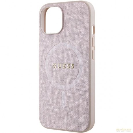 Etui Guess Saffiano MagSafe do iPhone 15 Plus - różowe