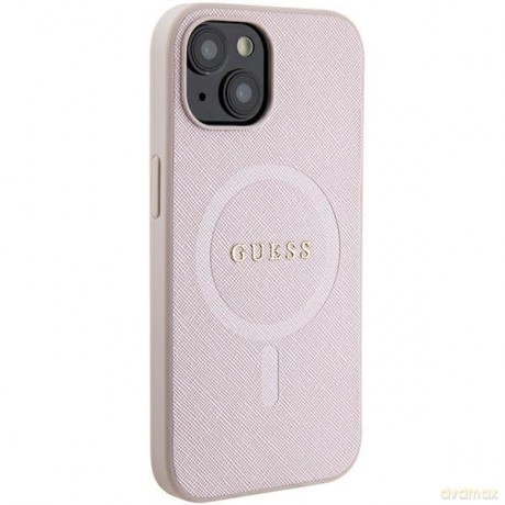 Etui Guess Saffiano MagSafe do iPhone 15 Plus - różowe
