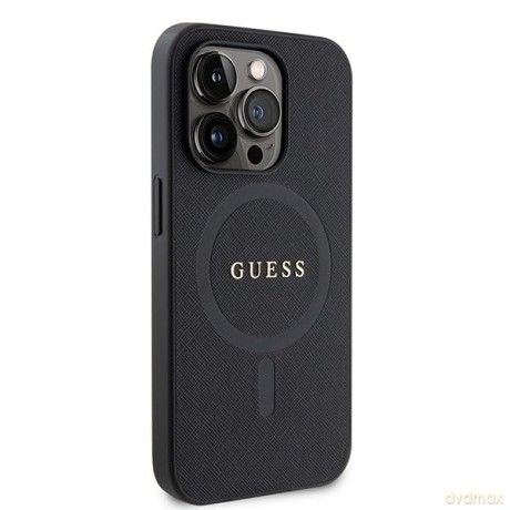 Etui Guess Saffiano MagSafe do iPhone 15 Pro - czarne