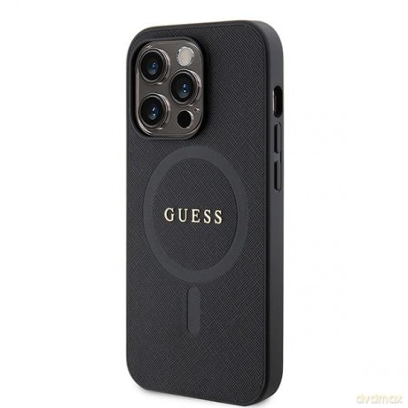 Etui Guess Saffiano MagSafe do iPhone 15 Pro - czarne
