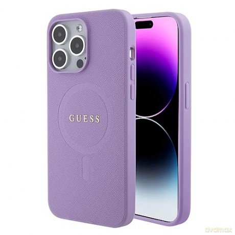 Etui Guess Saffiano MagSafe do iPhone 15 Pro Max - fioletowe