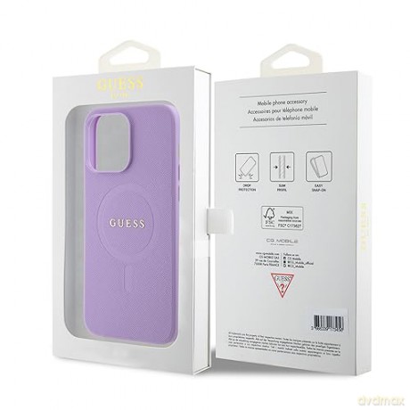 Etui Guess Saffiano MagSafe do iPhone 15 Pro Max - fioletowe