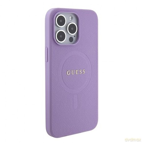 Etui Guess Saffiano MagSafe do iPhone 15 Pro Max - fioletowe