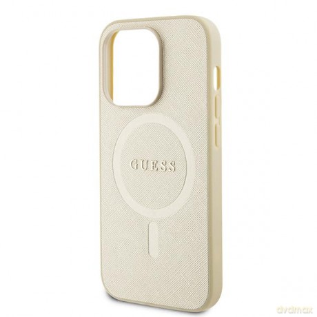 Etui Guess Saffiano MagSafe do iPhone 15 Pro Max - złote