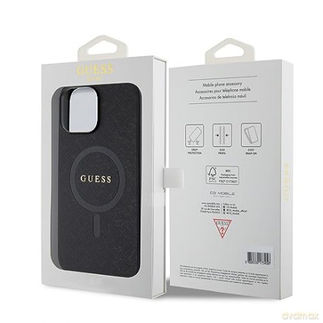 Etui Guess Saffiano MagSafe na iPhone 13 Pro Max - czarne