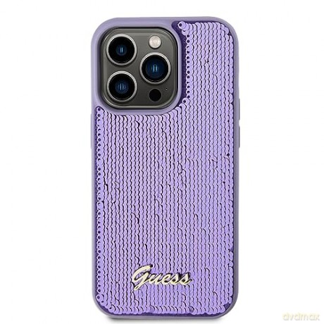 Etui Guess Sequin Script Metal na iPhone 15 Pro - fioletowe