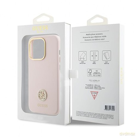 Etui Guess Silicone Logo Strass 4G do iPhone 15 Pro Max - różowe