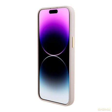 Etui Guess Silicone Logo Strass 4G do iPhone 15 Pro Max - różowe