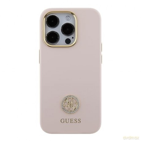 Etui Guess Silicone Logo Strass 4G do iPhone 15 Pro Max - różowe