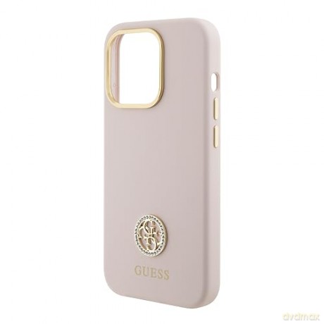 Etui Guess Silicone Logo Strass 4G do iPhone 15 Pro Max - różowe