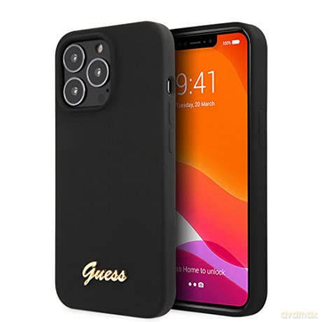Etui Guess Silicone Script Gold Logo na iPhone 13 Pro Max - czarne