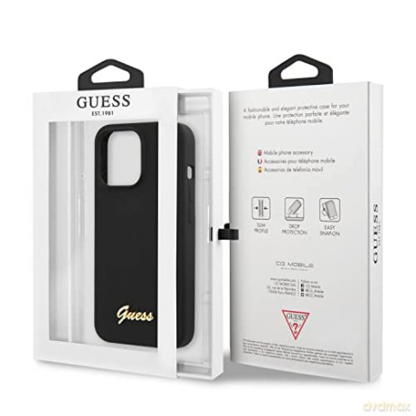 Etui Guess Silicone Script Gold Logo na iPhone 13 Pro Max - czarne