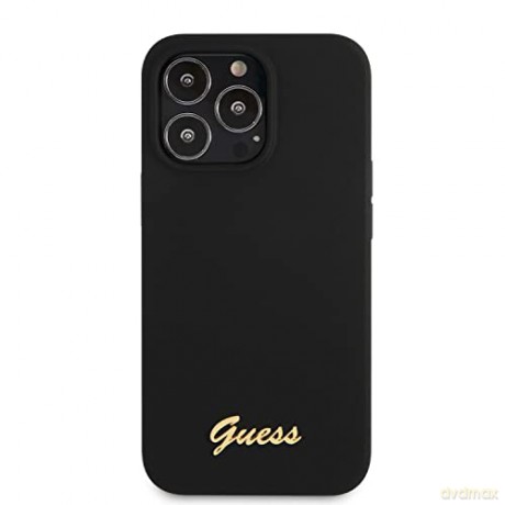 Etui Guess Silicone Script Gold Logo na iPhone 13 Pro Max - czarne