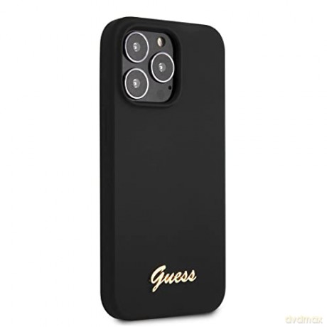 Etui Guess Silicone Script Gold Logo na iPhone 13 Pro Max - czarne